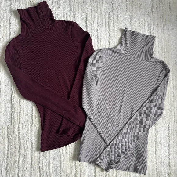 Plush, Ribbed, Fitted Turtle Neck - Picture 1 of 2